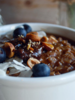 Oats with Homemade Chocolate Hazelnut Butter & Coconut Flakes