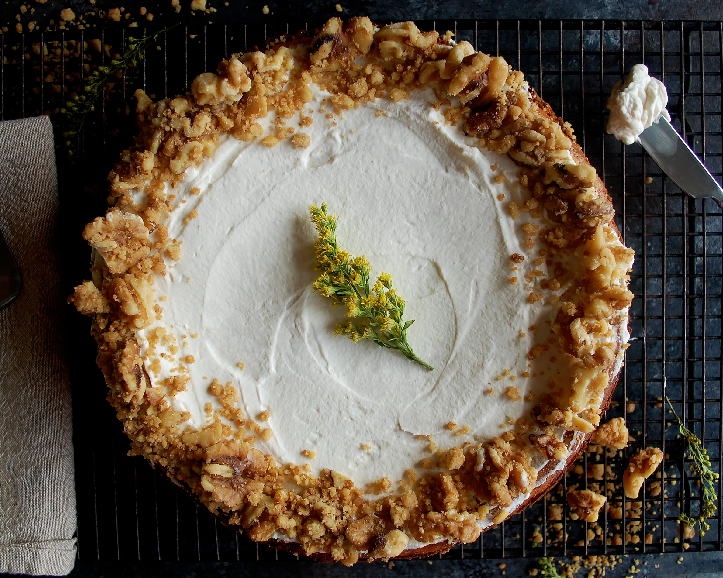 St. Patrick's Day Irish Cream Cheesecake with Walnut Streusel