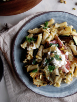 Artichoke & Burrata Pasta Salad with Charred Meyer Lemon Vinaigrette
