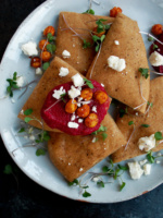 Roasted Beet Hummus with Homemade Pita Chips