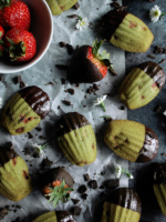 Chocolate Strawberry Matcha Madeleines