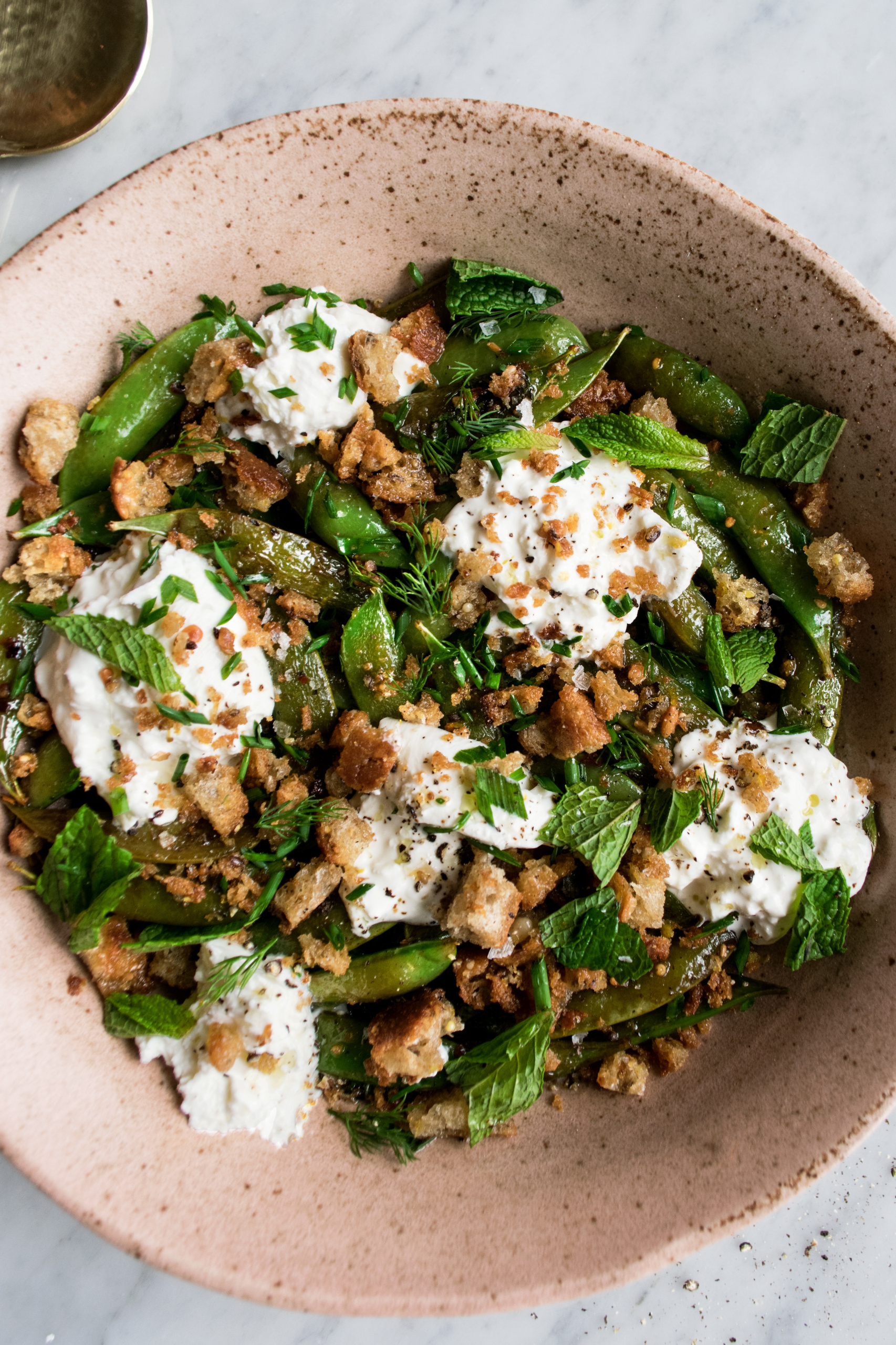 Blistered Snap Peas with Burrata