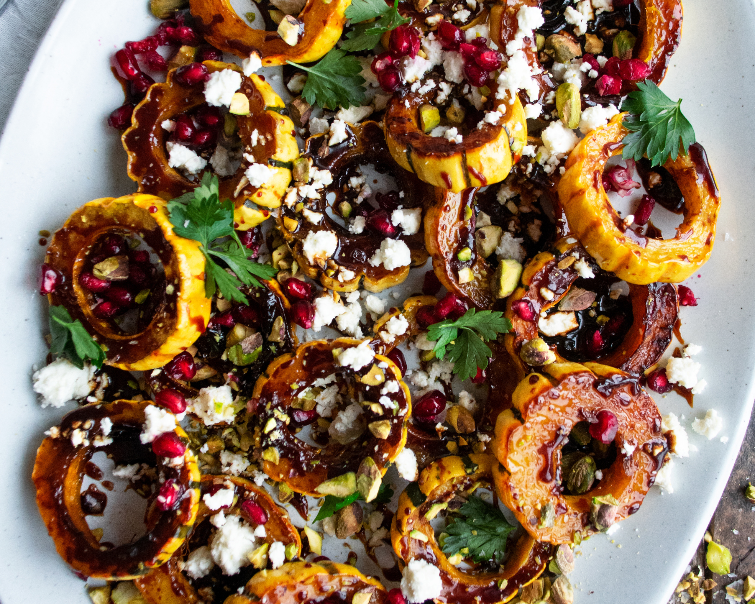 Pomegranate Glazed Delicata Squash