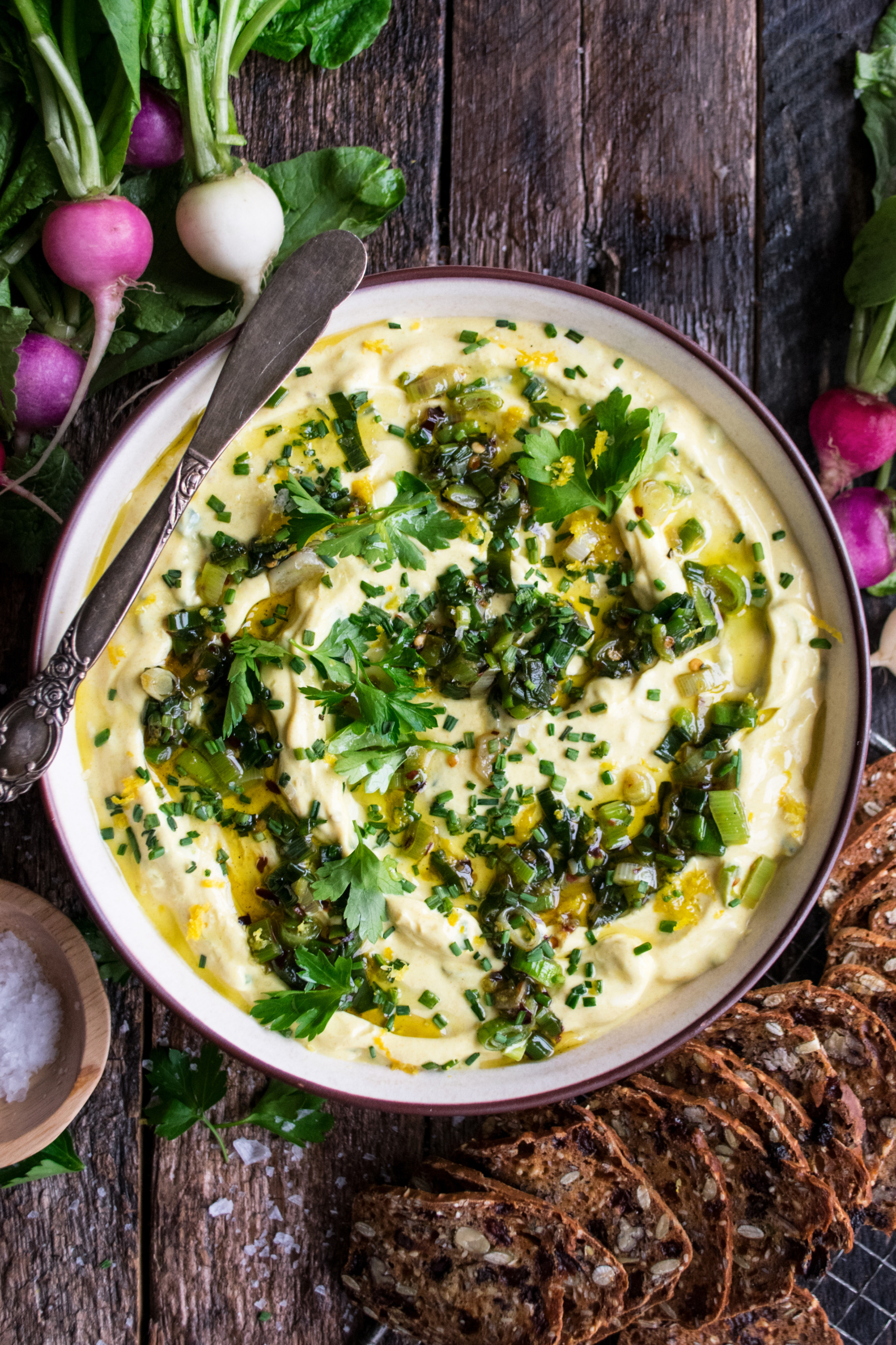Charred Scallion Turmeric Yogurt Dip