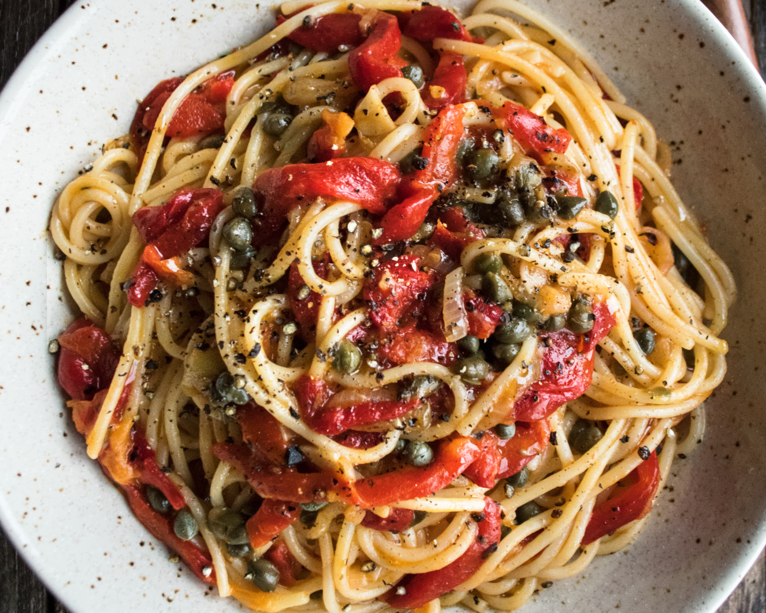 Roasted Red Pepper Pantry Pasta