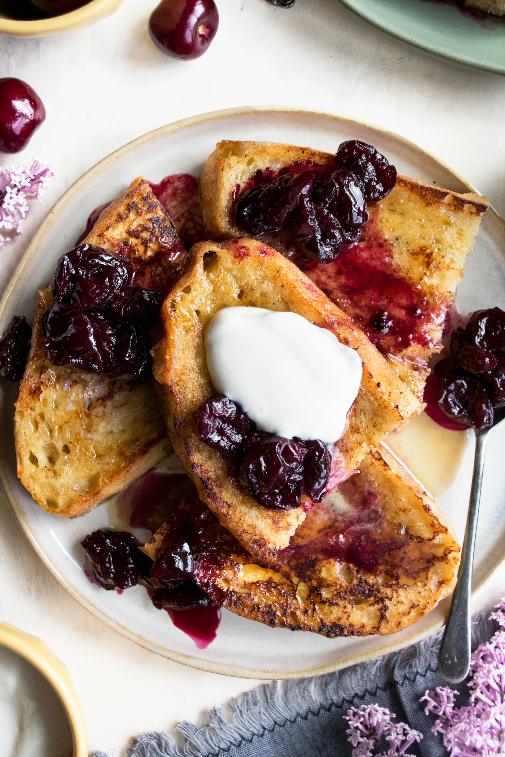 Sourdough French Toast with Ricotta & Cherries