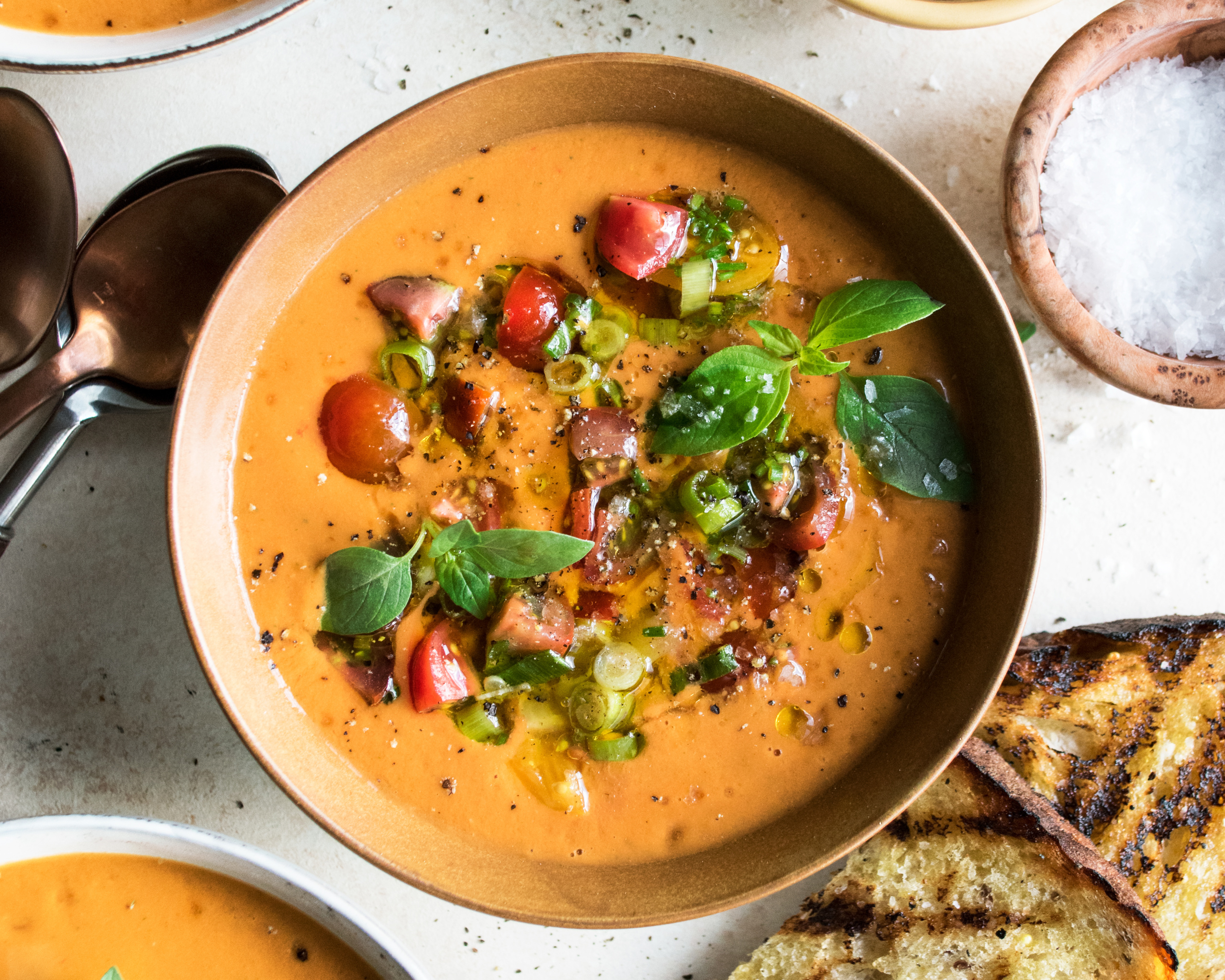 Heirloom Tomato Gazpacho with Grilled Bread
