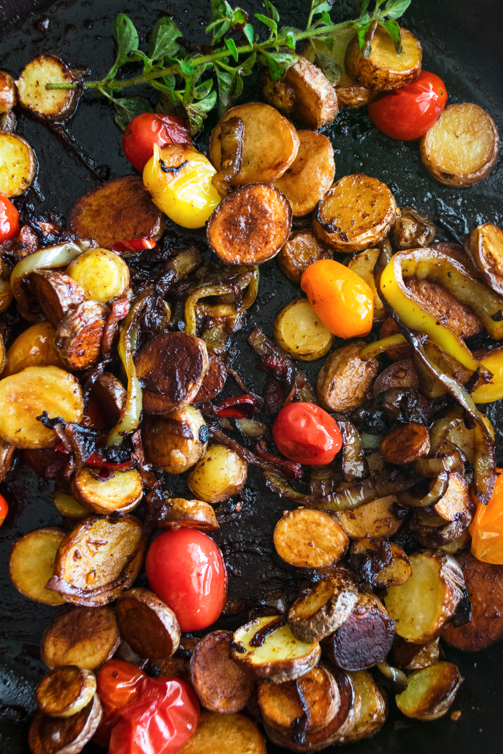 Mexican Potato Hash with Fried Eggs