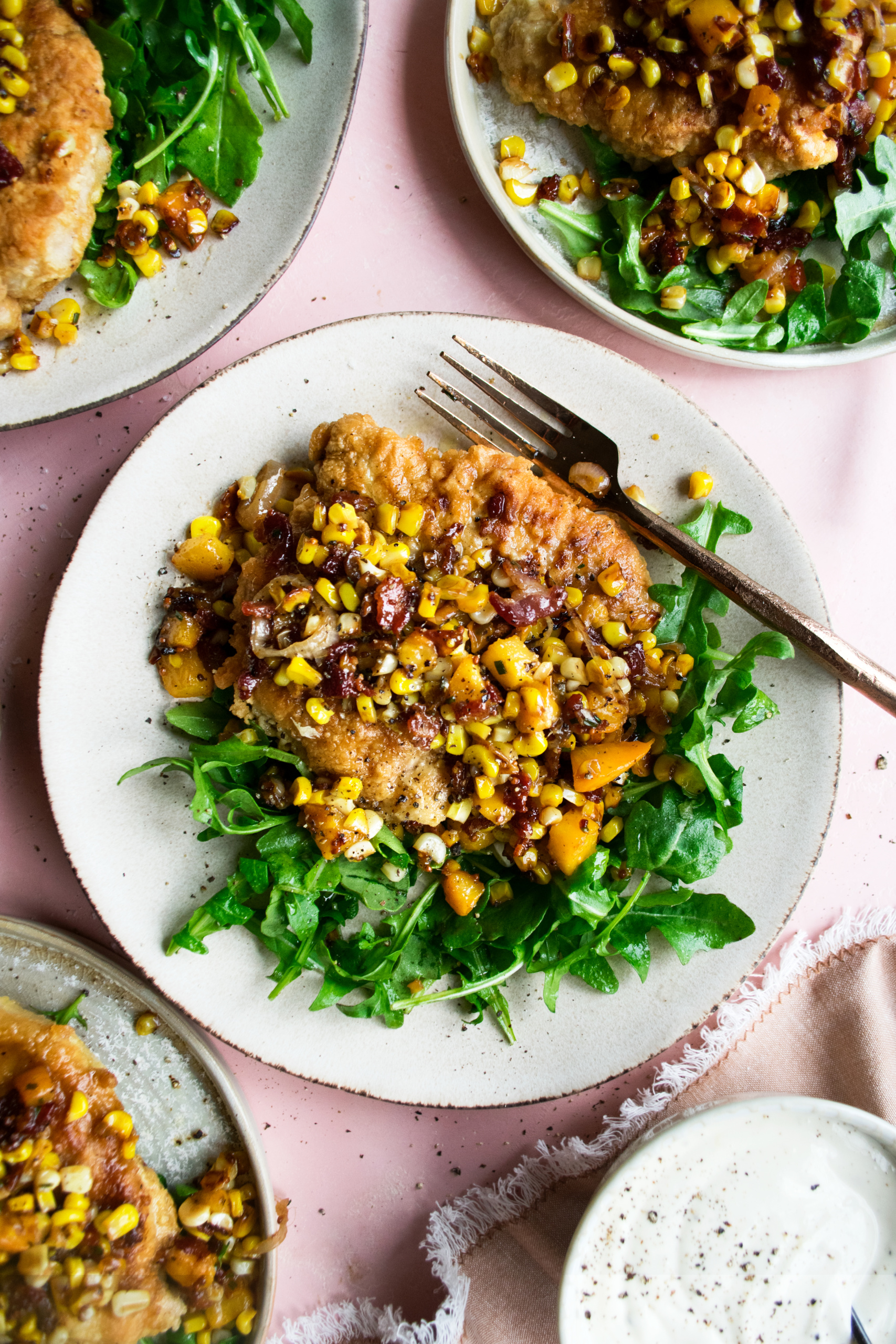Breaded Pork Chops with Caramelized Corn