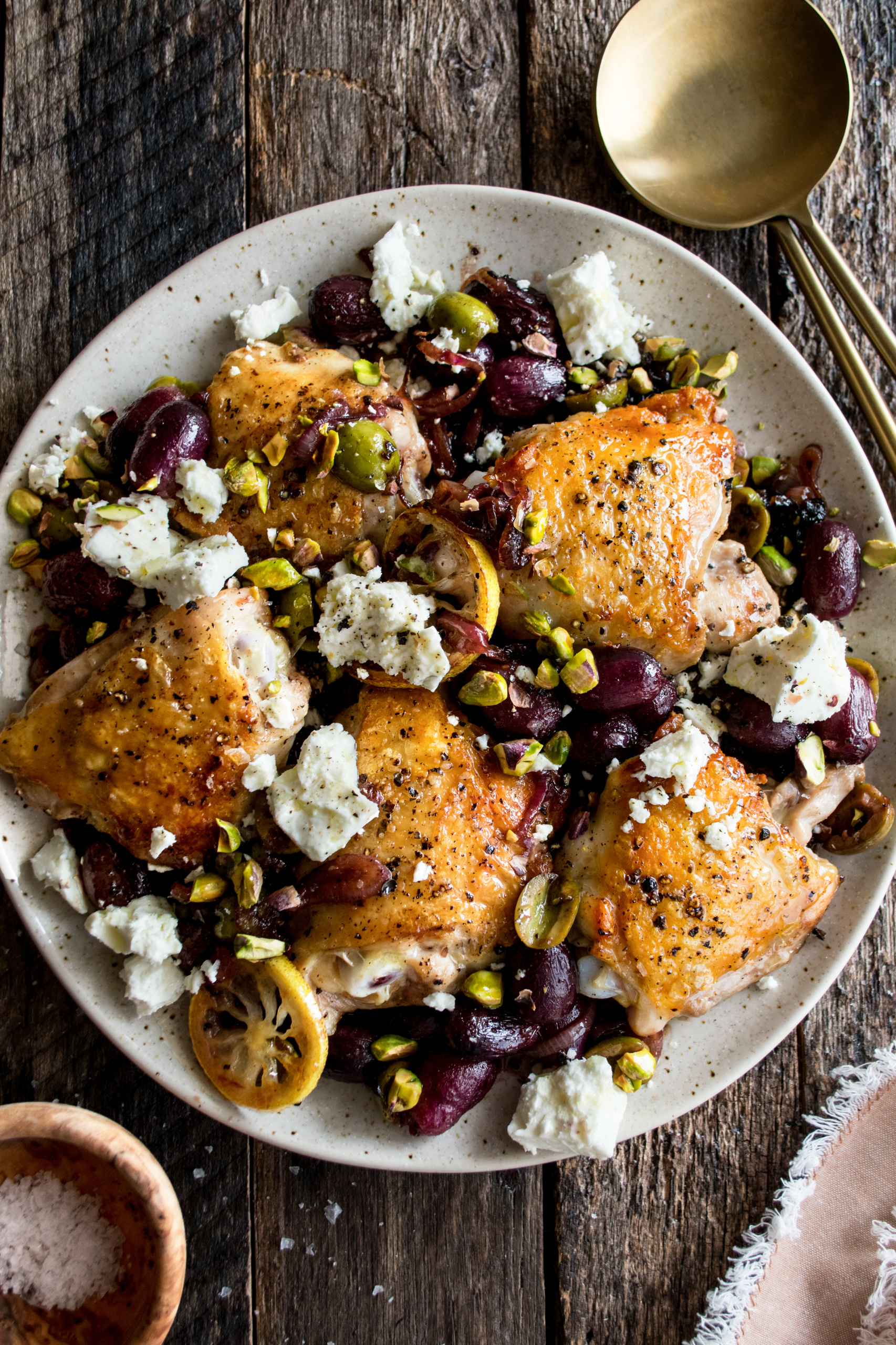 Pan-Roasted Chicken with Grapes & Olives