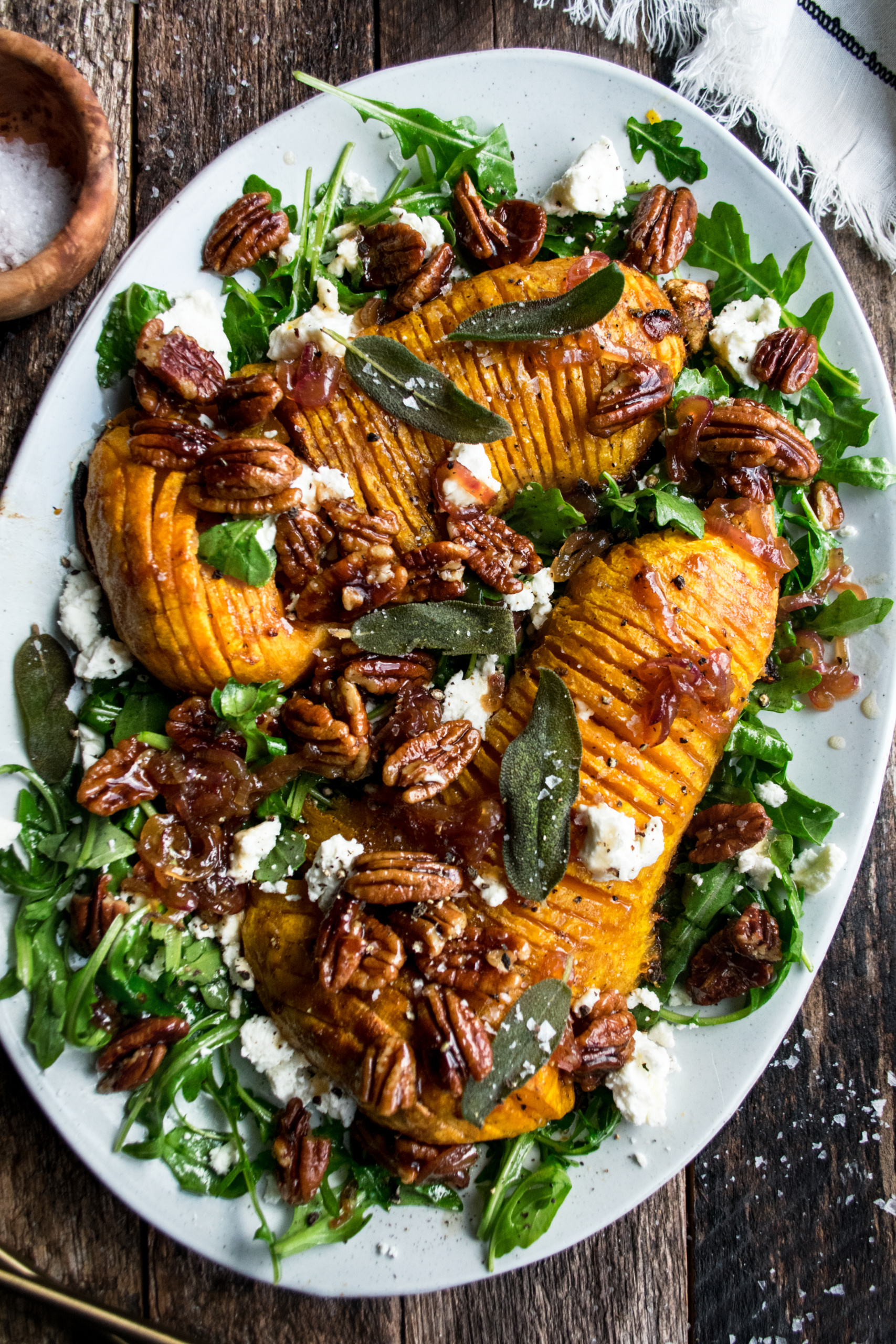 Roasted Hasselback Butternut Squash Salad