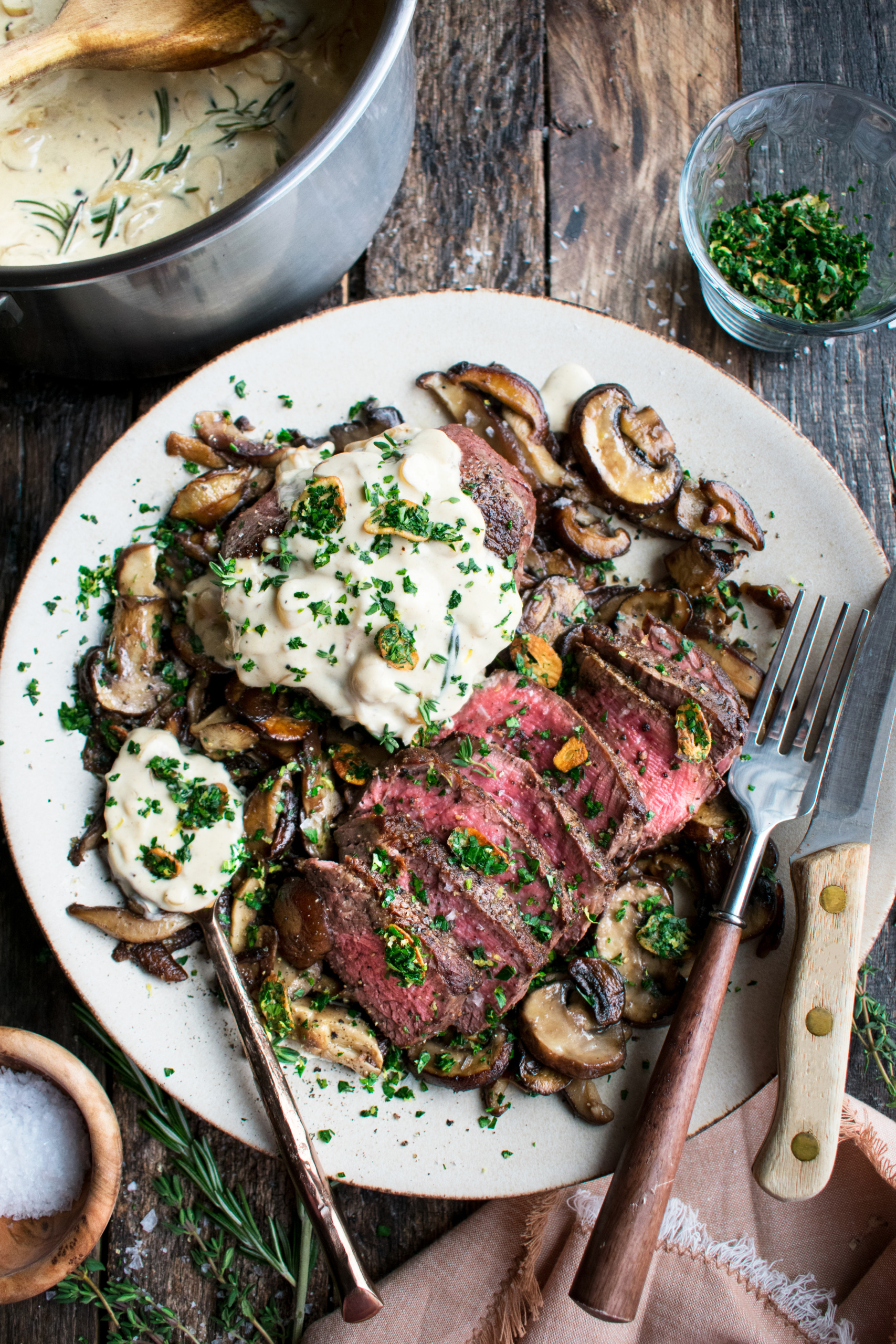 Filet Mignon with Rosemary Cream Sauce
