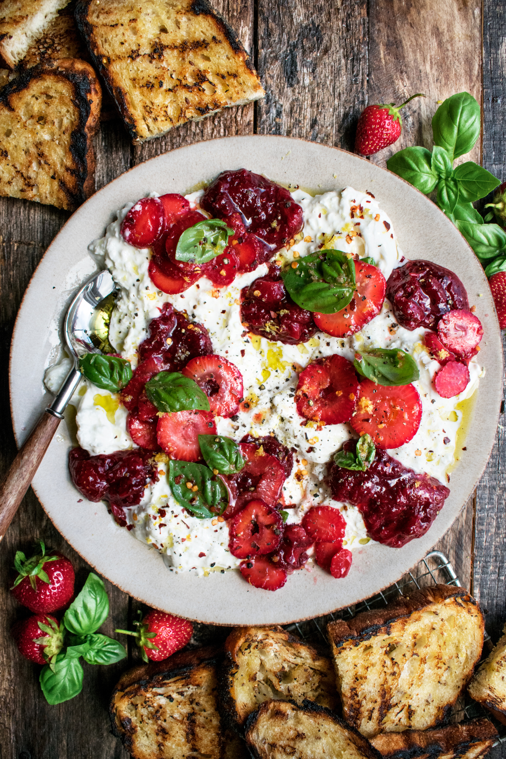 Burrata with Balsamic Strawberries & Basil