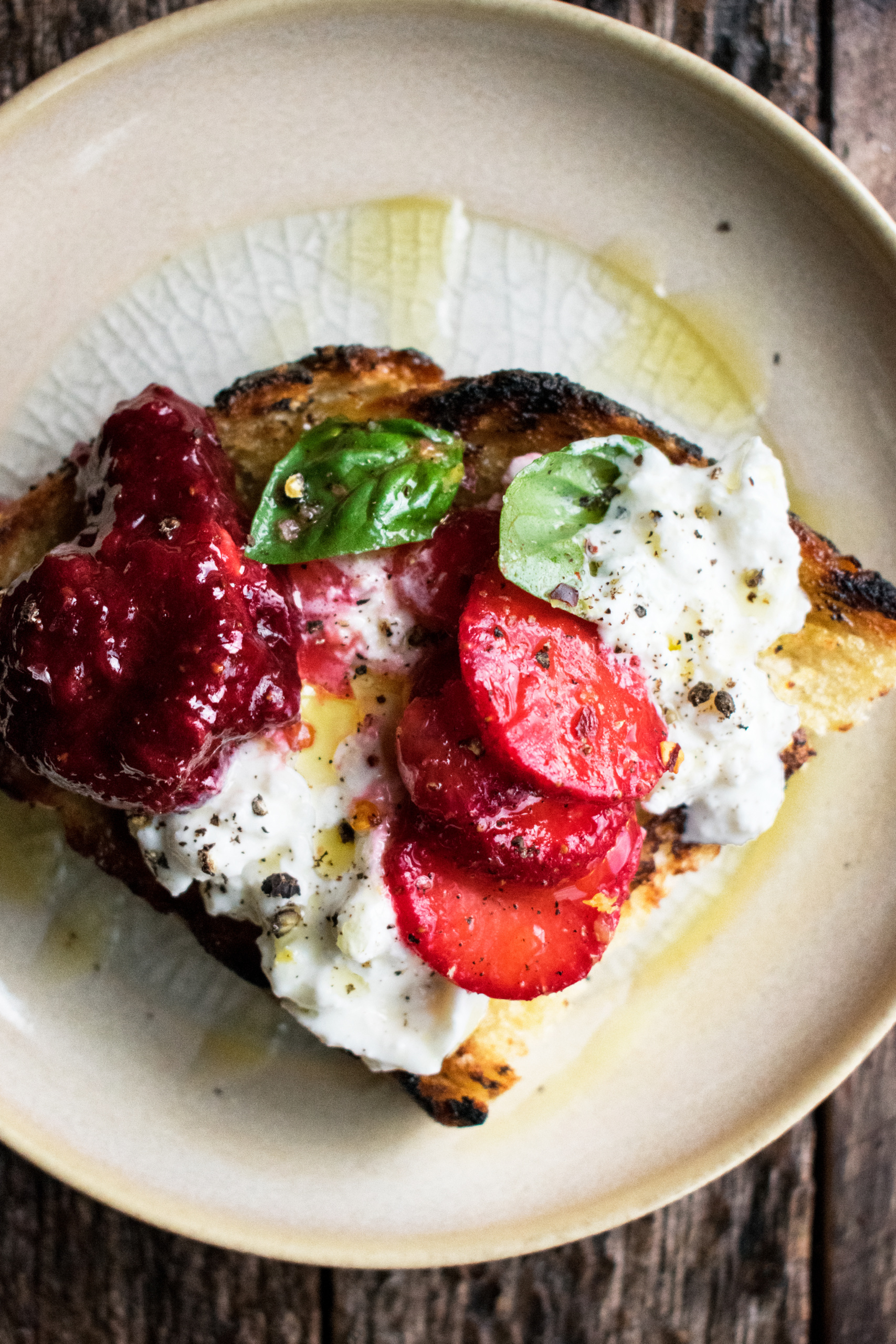Burrata with Balsamic Strawberries & Basil
