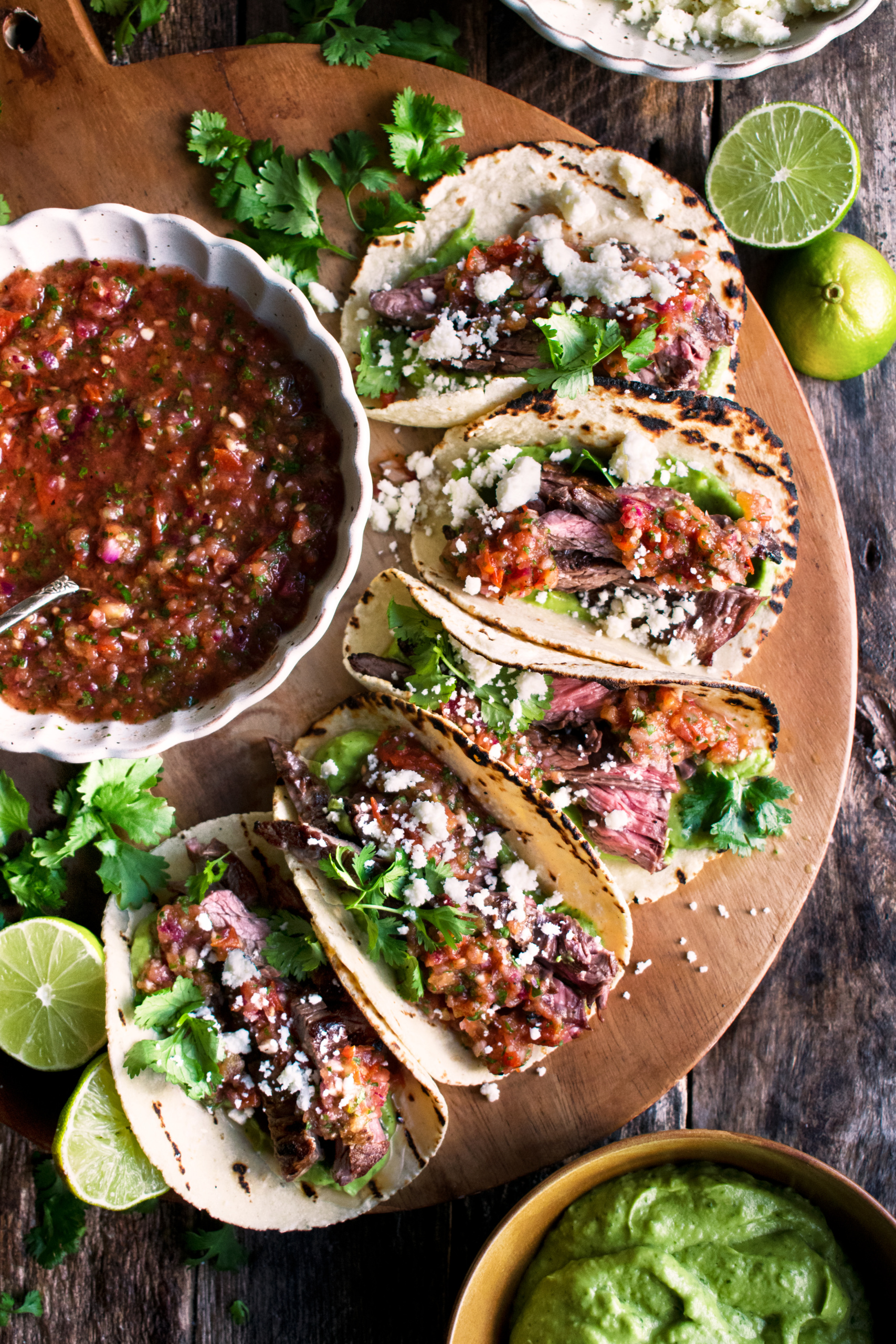 Skirt Steak Tacos with Charred Tomato Salsa