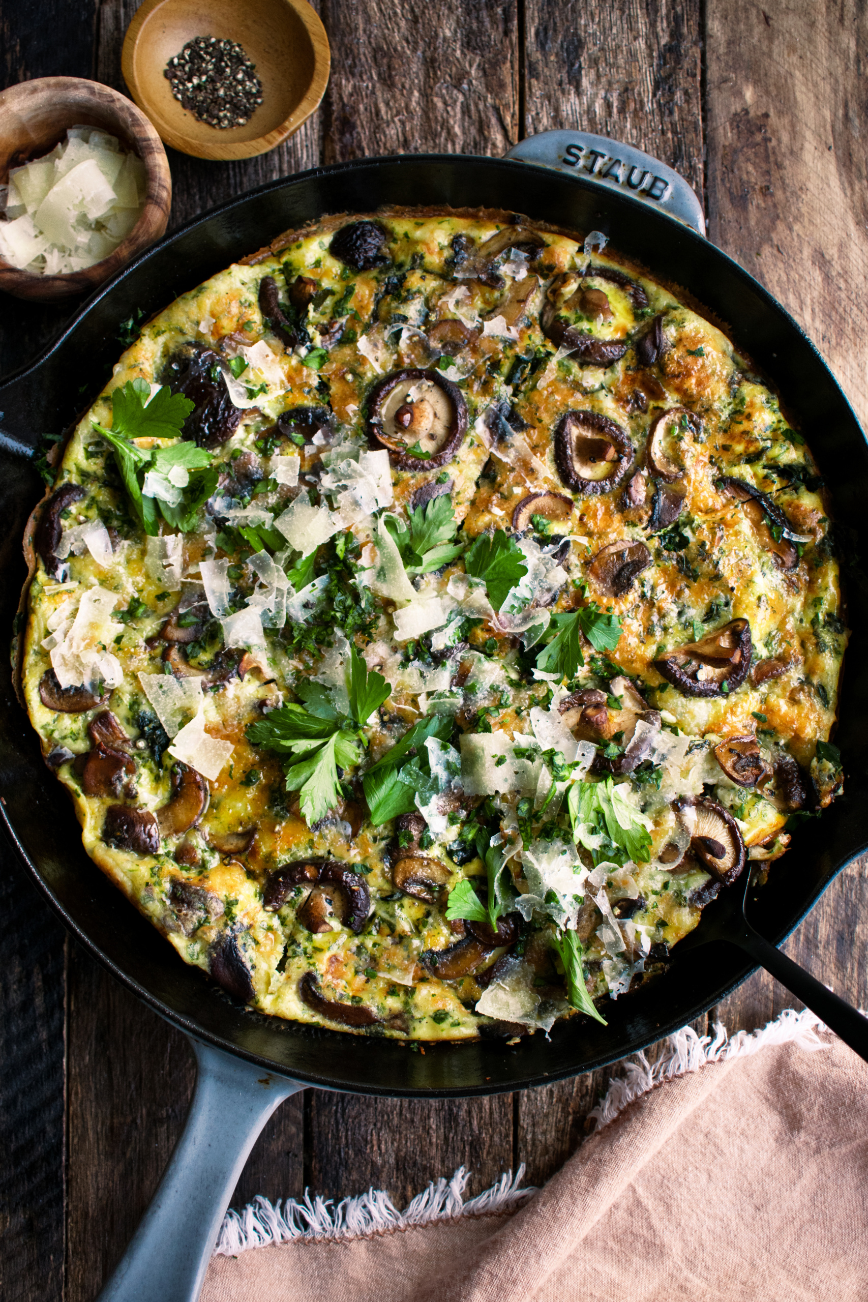 Mushroom Frittata with Asiago & Kale
